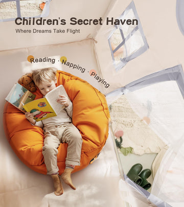 Large Kids Tent With Mat, Star Lights, Tissue Garland, Play Tent Indoor & Outdoor, Kids Play Tent For Girl & Boy Aged 3+, Kids T