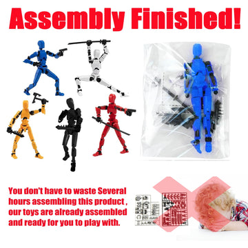 Rugwun Titan 13 Action Figure Lucky Robot 13 Action Figures Funny 3D Printed Multi Jointed Action Figures Nova 13 Action Figure Desktop Decorations Game Gifts for Kids mature-themed (Yellow)