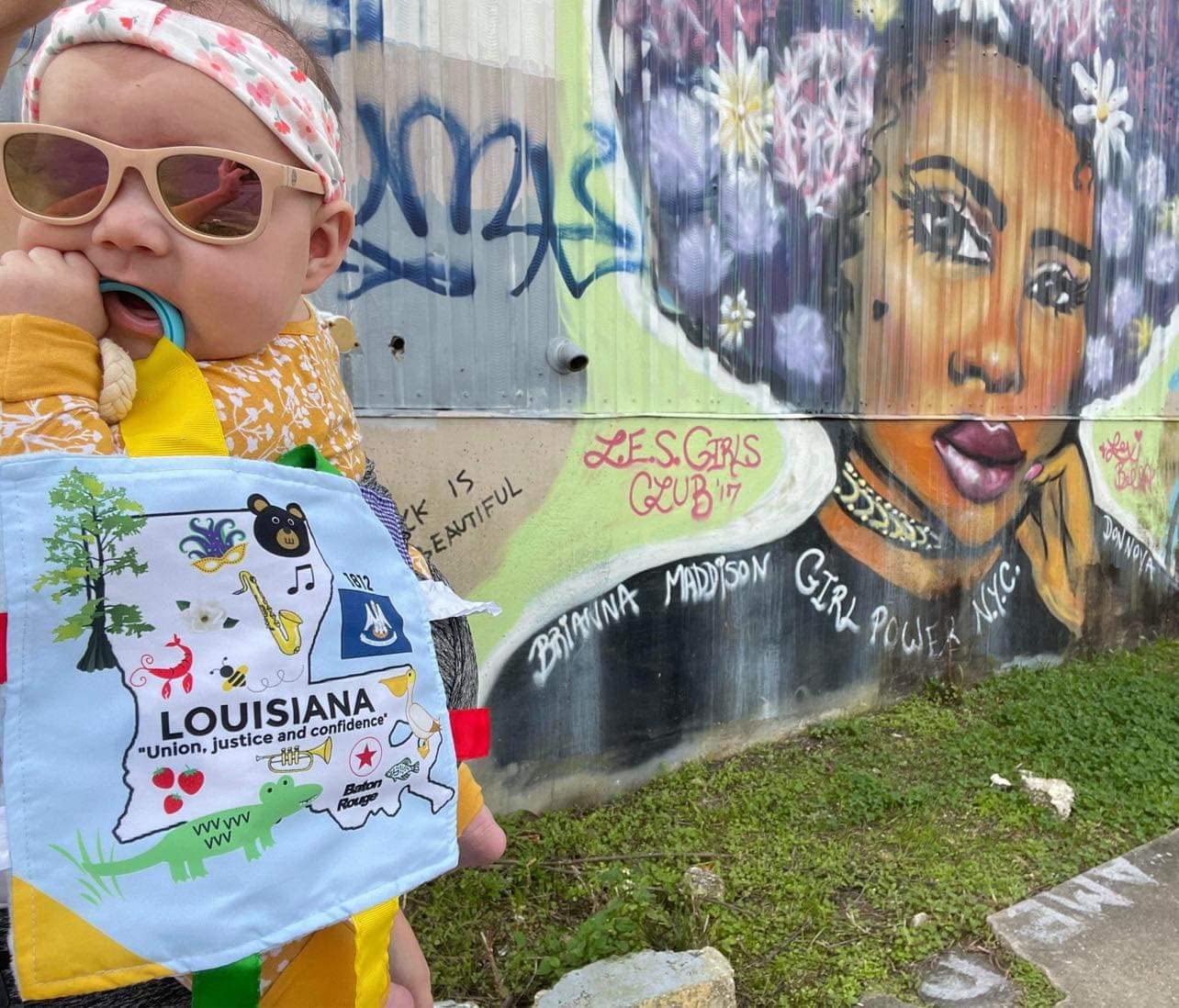 Baby Jack & Co 8X8” Learning Lovey Tag Toys For Babies - Baby Crinkle Toys - Crinkle Toys For Baby - Soft & Safe - Learn Usa State Facts - Ideal Baby Toy Bpa Free W/Stroller Clip (Louisiana)