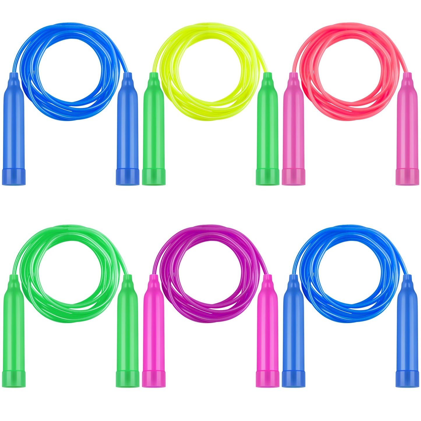Elcoho 6 Pack Colorful Kids Jump Rope Set Adjustable Plastic Kids Jump Rope Great Party Favor Skipping Rope Outdoor Jump Ropes Great Party Favor