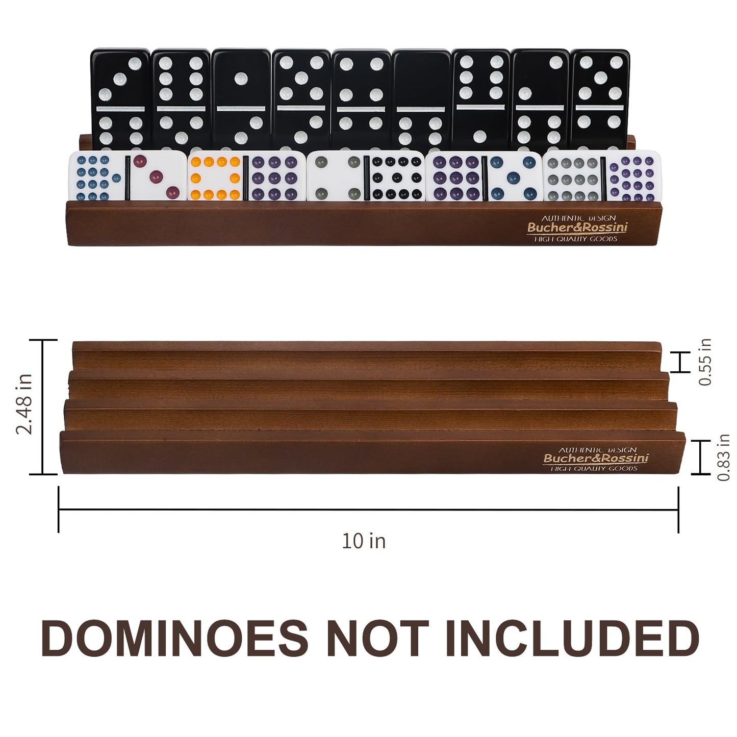 Domino Racks 4Packs - Authored Design Nut Brown Tile Holders For Dominoes Set Mexican Trains Mahjoon Chickenfoot