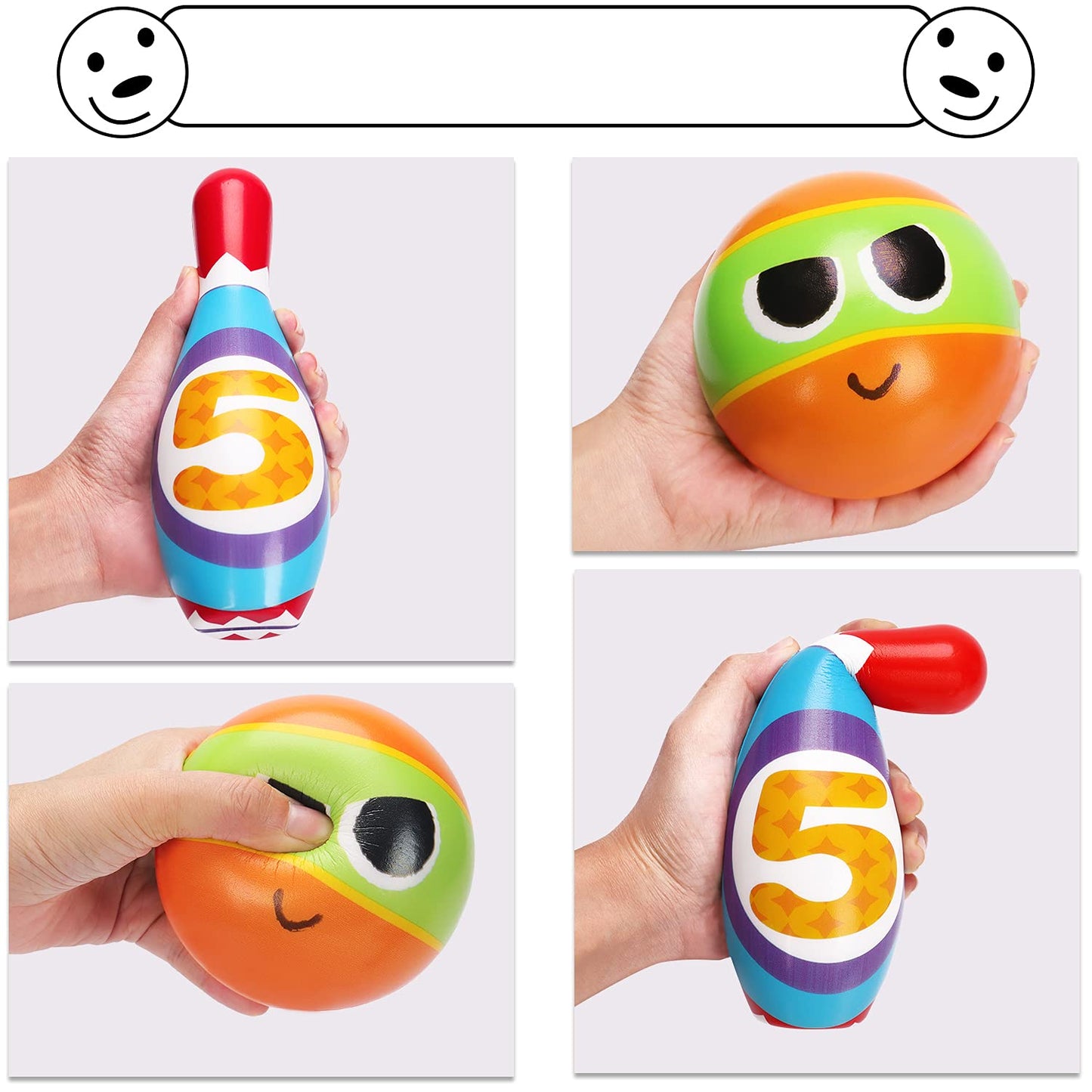 Soft Kids Bowling Set Toddler Toy For 2 3 4 5 Years Old Boy Girl, 10 Indoor Colorful Foam Pins 2 Bowling Ball Printed Number Developmental Sensory Toy Age 2-4 Present Stocking Stuffer