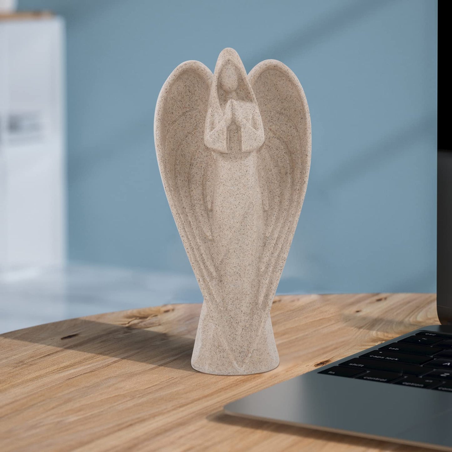 Simon'S Shop Angel Statues, 9'' Angel Sculptures For Shelf Table Mantel Decorations, Sandstone Angel Figurine, Prayer Angel Statuttes