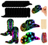 JarThenaAMCS 60 Pcs Western Cowboy Scratch Paper Craft Kits Cowboy Hat Boot Scratch Cards Ornaments with Ribbon & Wood Styluses