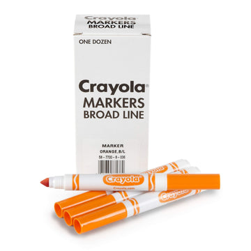 Crayola Broad Line Markers - Orange (12Ct), Markers For Kids, Bulk School Supplies For Teachers, Nontoxic, Marker Refill With Reusable Box