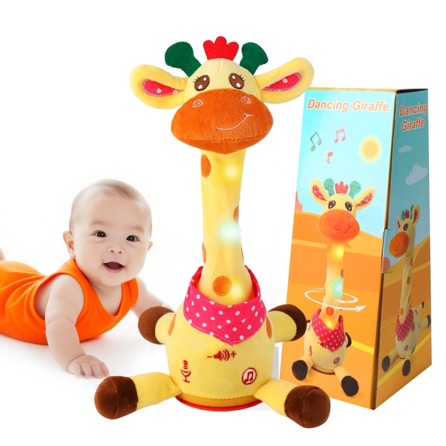 Dancing Talking Musical Giraffe Toy, Giraffe Stuffed Animal Tummy Time Toy With Volume Adjustment, Singing 10 Children'S Songs L