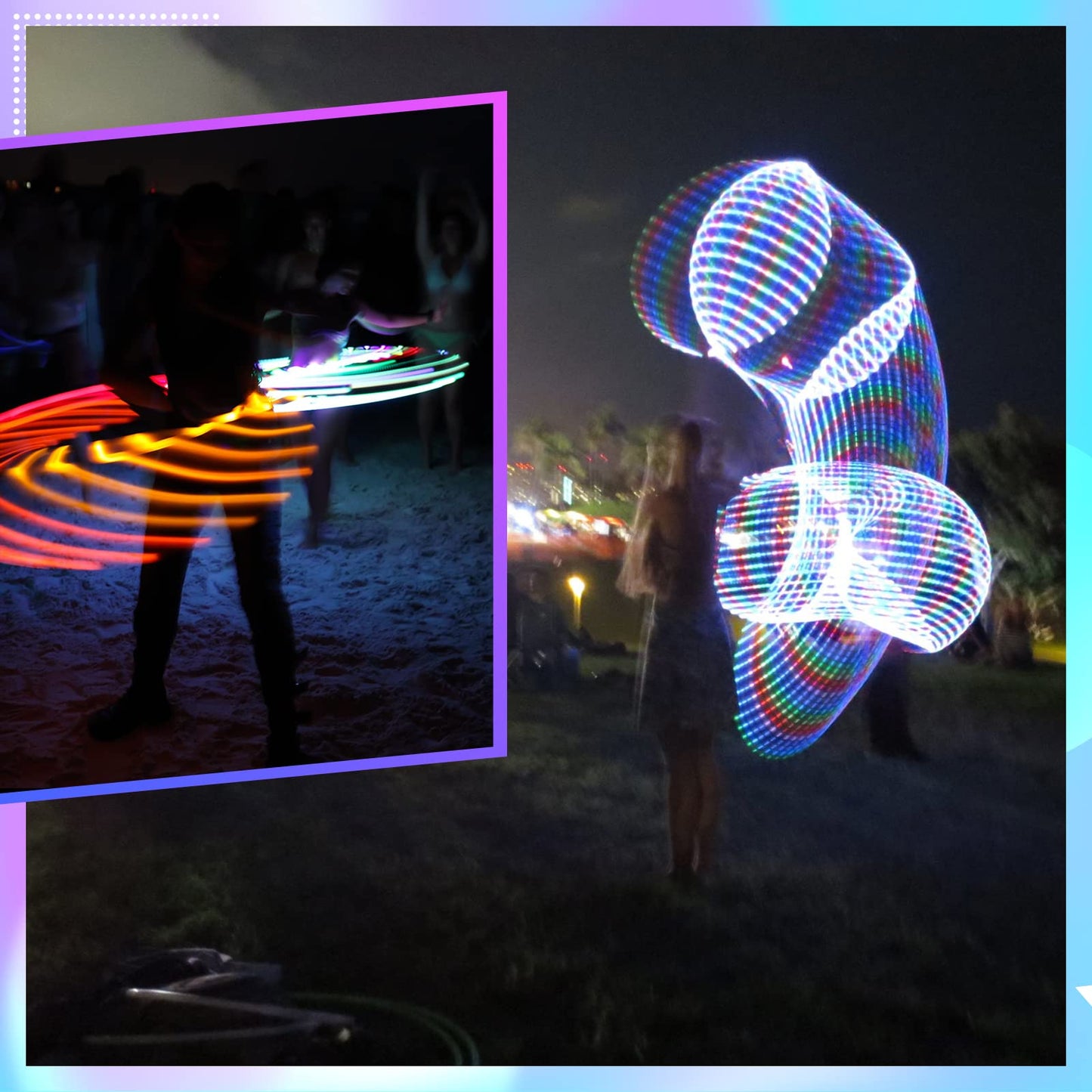 Jerify 4 Pack Led Hoop Light Up Hoop Led Glowing Lights Fitness Exercise Hoop 10 Color Changing Exercise Glowing Hoop For Dance Dark Fitness(36 Inch)