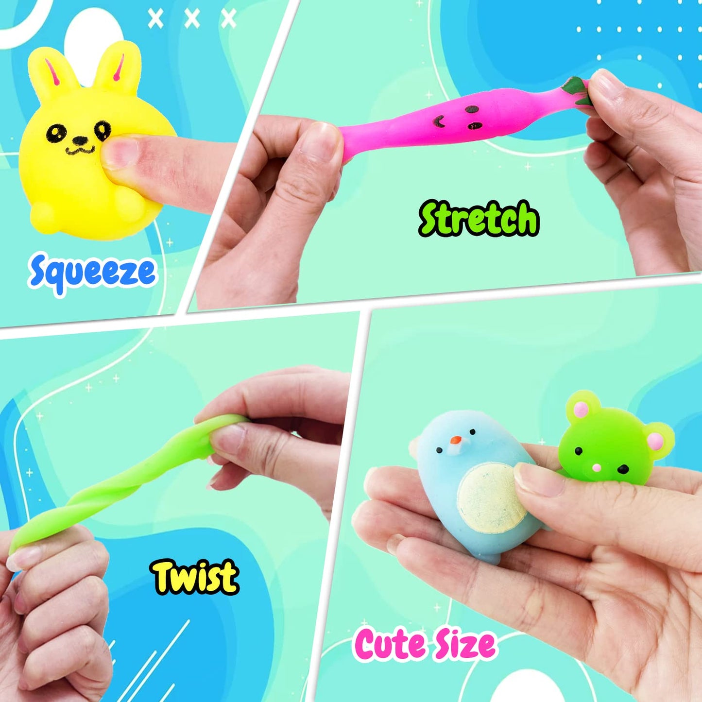 130Pcs Mochi Squishy Toys, Kawaii Squishies Fidget Stress Relief Toy For Kids Party Favors, Classroom Prizes, Goodie Bag Stuffer
