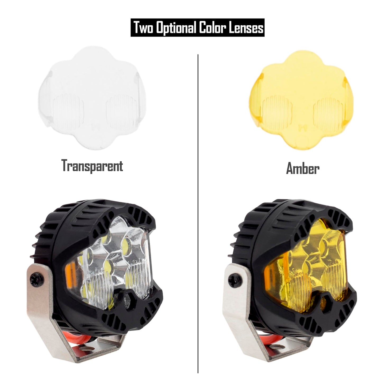 MEUS RACING RC Car LED Lights Kit for 1/10 & 1/8 Scale Crawlers - Aluminum, Black, Model MEUS-LED-01-06