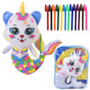 Drawmytoy Coloring Plush Toy With 12 Washable Markers For Little Girls Doodle Dolls Arts And Crafts Soft Diy Washable Doodle Stuffed Animal Toy For Kids Ages 4-6 Birthday (Fish Cat)