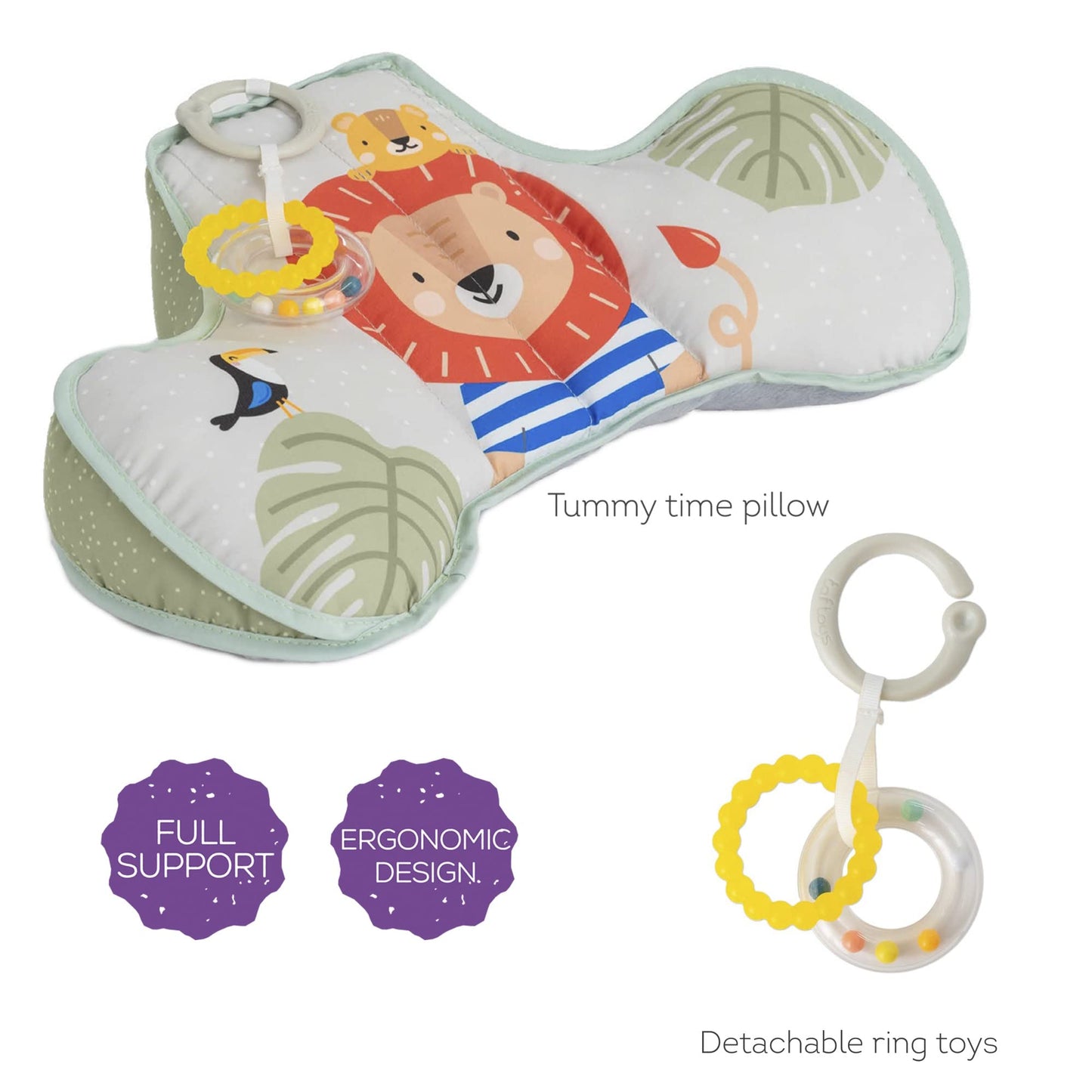 Taf Toys Tummy Time Cushion With Detachable Toys Support For Newborn & Up, Develops Muscles For Crawling Montessori Sensory Craw