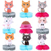 Chinco 9 Pcs Cat Party Centerpieces for Tables Cat Birthday Party Decorations Honeycomb Cat Party Supplies Cat Party Favor Table