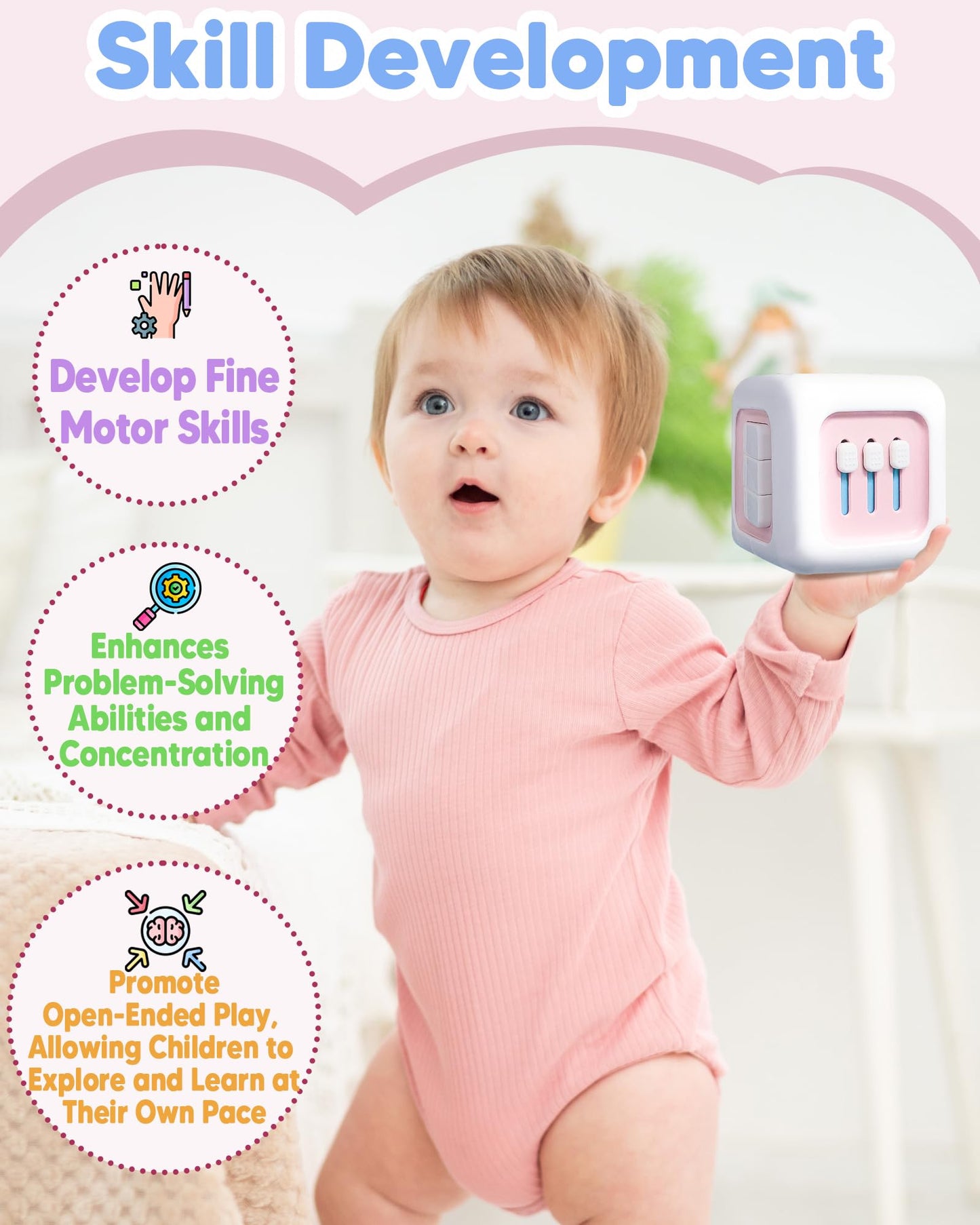 Zartores Montessori Toys For 1 Year Old, Busy Cube Toys For 1 Year Old Girl, 1 Year Old Girl Birthday Gifts, Travel Airplane Sen