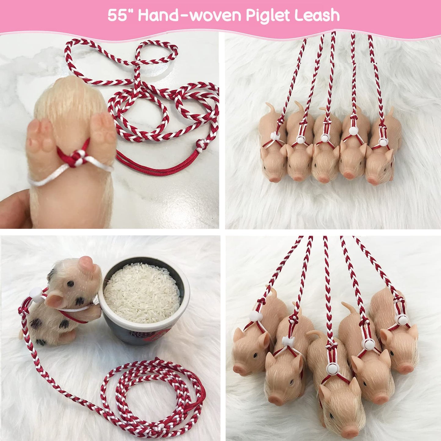 Volobe 5 Inches Silicone Piglet, Soft Mini Realistic Silicone Animal, Gift Box With Silicone Piglet Accessories, Kids Lifelike Reborn Doll(Ella)