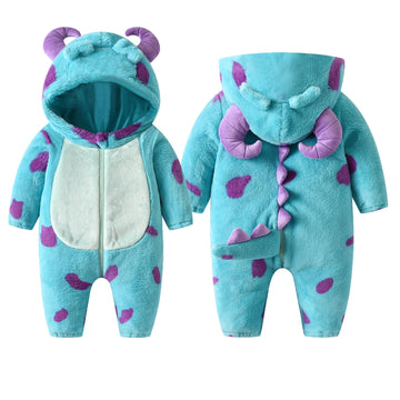 Bonangber Toddler Halloween Costumes Toddler Animal Costume Fall Winter Hoodie Romper Onesie Sully Baby Costume(C-Blue,3-4T)