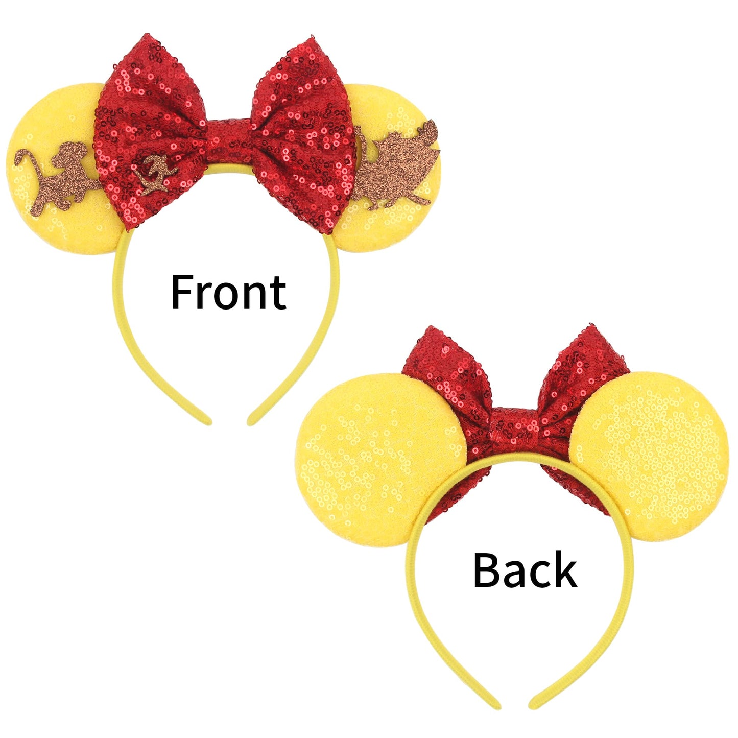 zhezesmila Lion King Simba Minn Ears Headband, Yellow, for Children and Women, Animal Kingdom Themed Hair Accessories for Birthd