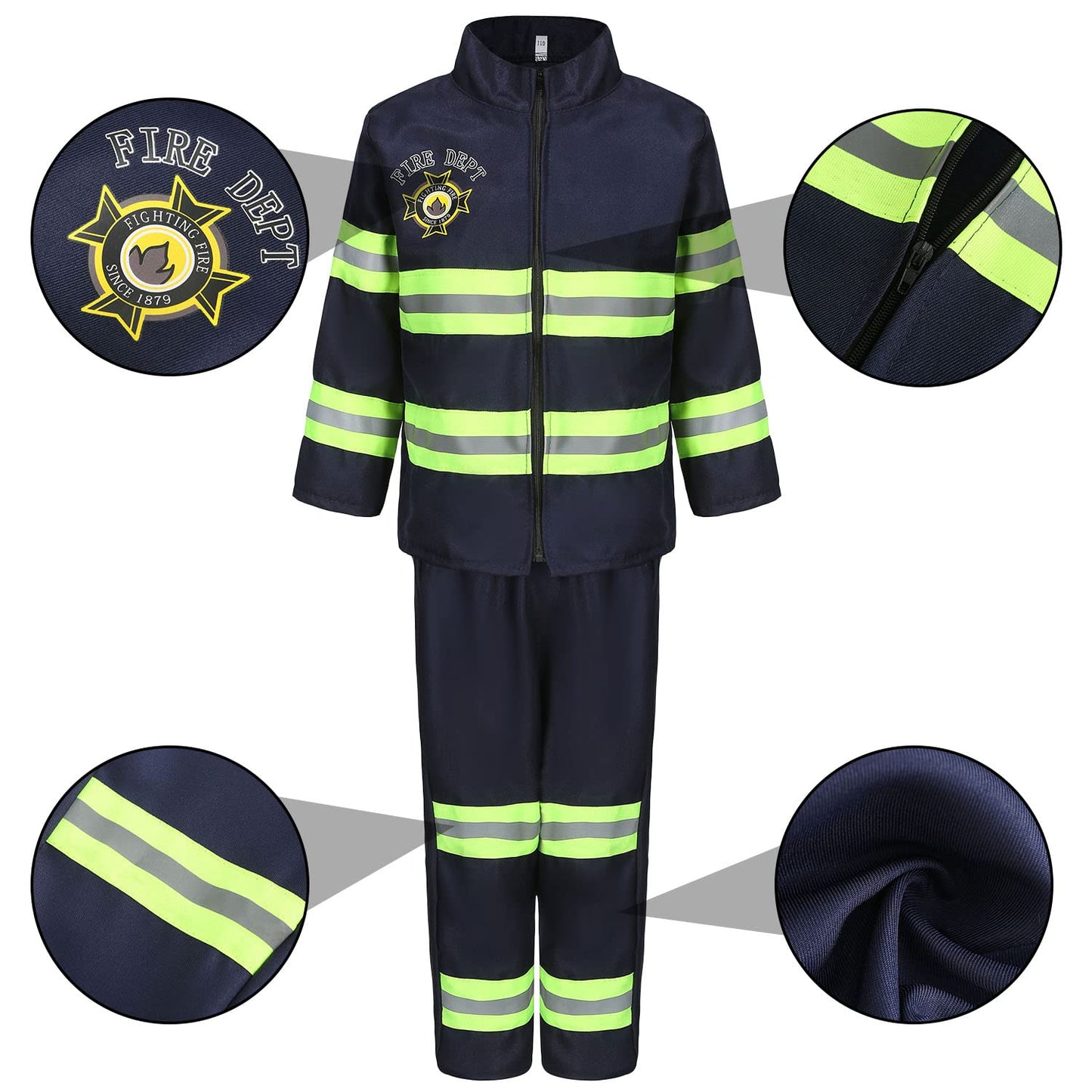 Firefighter Costume Kids 15 Pcs Fireman Dress-Up Toy Set Toddler Halloween Costumes Boys Girls Fire Fighter Hat With Gear Bag Ac