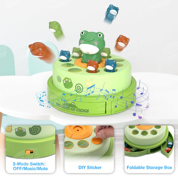 Uneede Frog Bounce And Catch Game Toys,Popping Board Games For Kids Age 4-6,Frog Pop Up Game,Catching Music Games For Kids 4-8 8