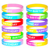 CHRORINE Happy Birthday Rubber Bracelets - 36 Silicone Wristbands in Red, 12 Fun Styles for Classroom Party Favors