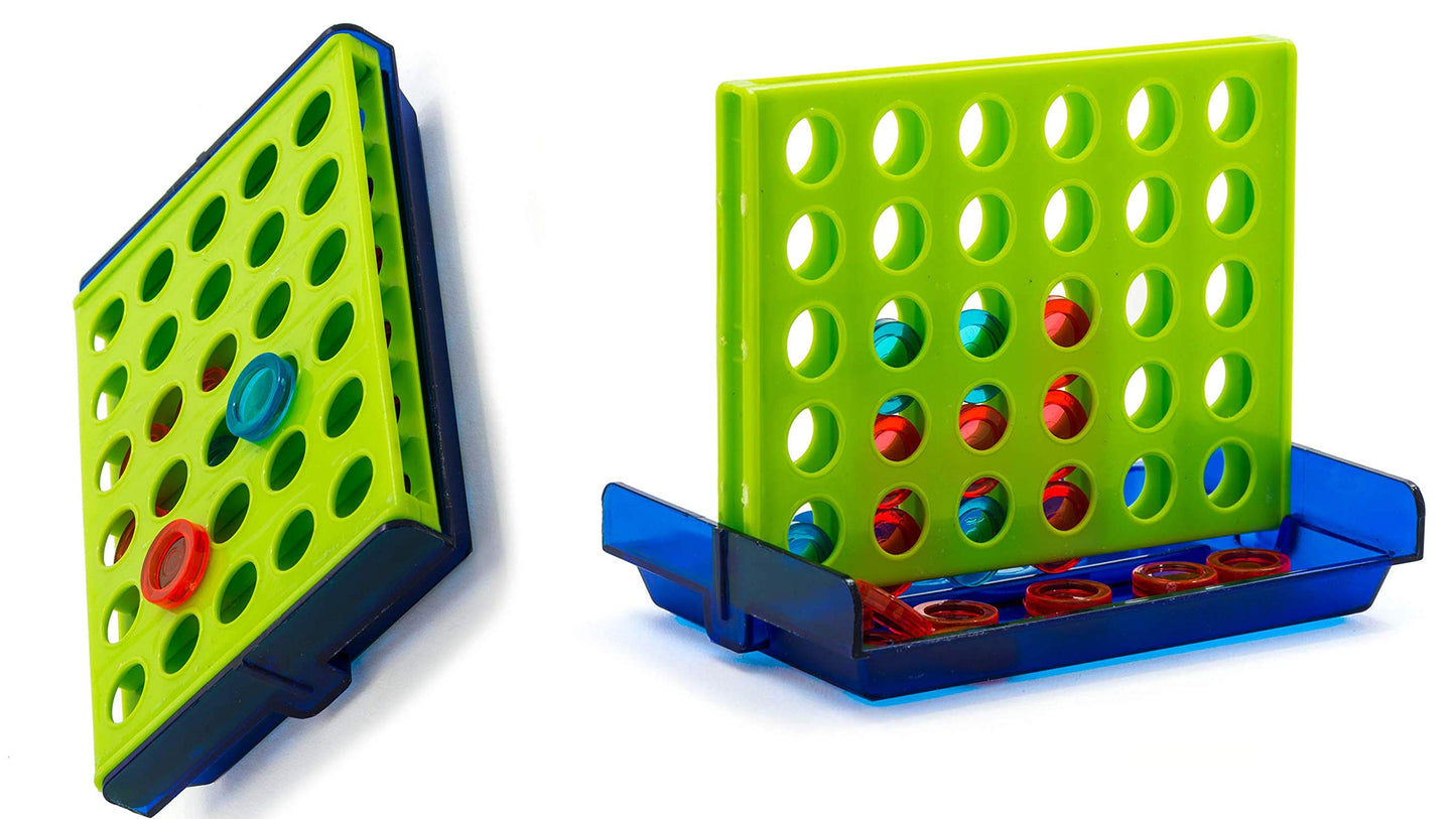 JA-RU Mini 4 in a Row Game (1 Toy) - Classic Four in a Row Game for Kids | Mini Board Games for Travel, Indoor Recess Games for