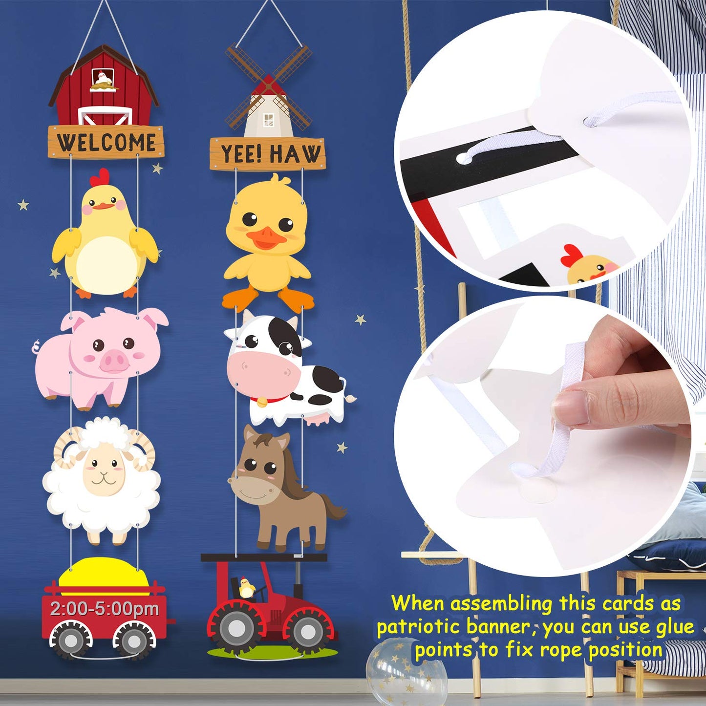 Farm Animal Themed Party Decorations, Farm Animal Cutouts Banner, Farm Animals Theme Party Door Signs for Baby Shower Family Reu