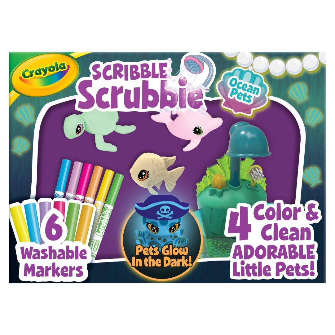 Crayola Scribble Scrubbie Glow Lagoon Pets, Sea Animal Toys, Gifts For For Boys & Girls, 3+