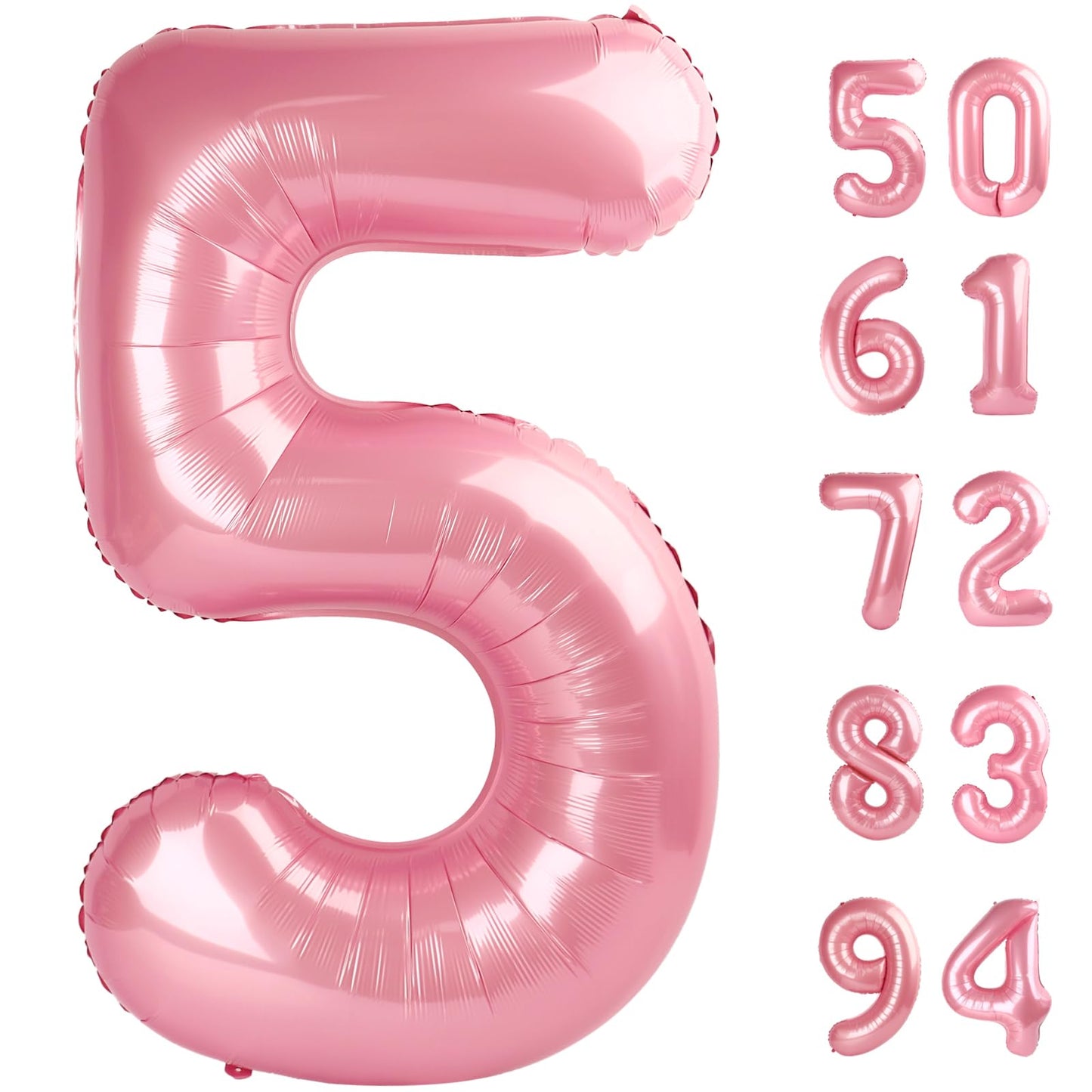 Pearlescent Pink 5 Balloon, Number Balloons 40 Inch, 5Th Birthday Balloon Decorations, Pastel Pink Party Supplies, 5 Number Ball