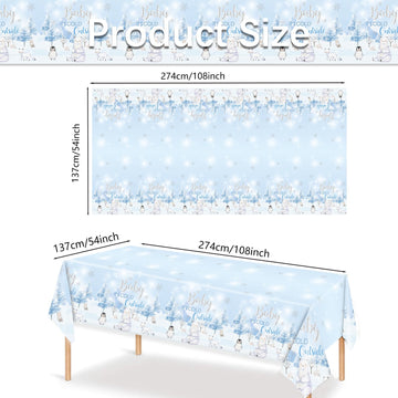 JVORFDG 3pcs Winter Woodland Tablecloth Baby Shower Table Cover Baby Its Cold Outside Theme Table Decorations Arctic Animals Pl