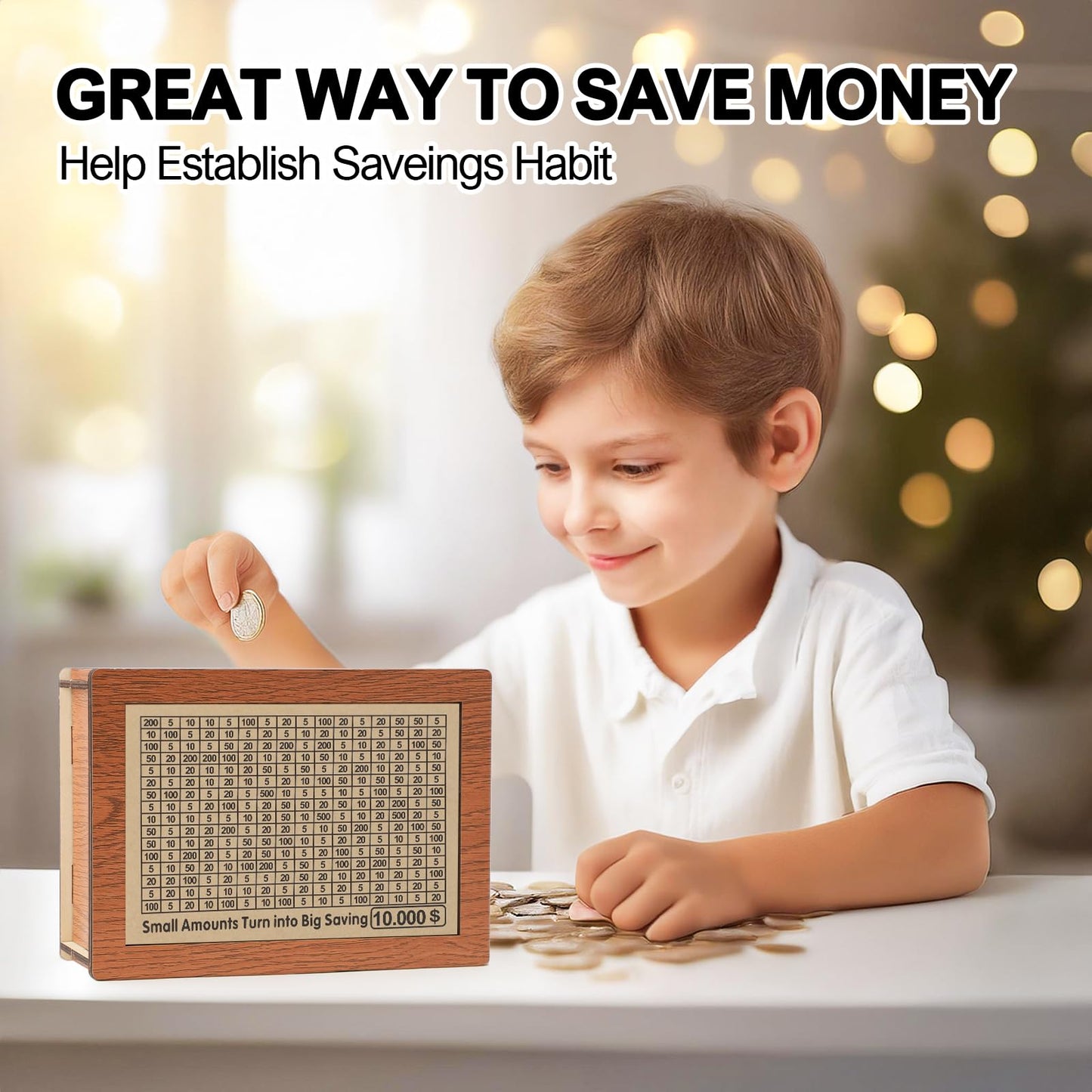Piggy Bank For Kids Boys Girls, Large Personalized Wooden Letter Piggy Bank With Cut-Out Design, Alphabet Letter Coin Banks, Money Savings Box, Wooden Bank For Kids Creative Gift For Real-Money(J)