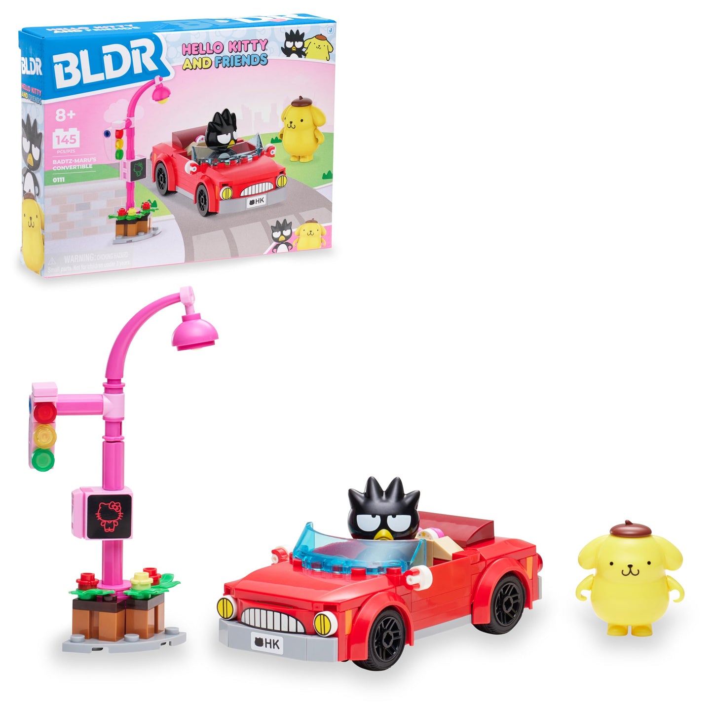 BLDR Hello Kitty and Friends Badtz-Marus Convertible Building Set with Badtz-Maru and Pompompurin Minifigures - Gift for Kids an