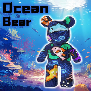 VIIOVOIIV Blue Graffiti Bear Micro Building Blocks Set(3688Pieces) Animal Winktoys Blocks Bear Building Blocks Gift for mature-themed and Kid