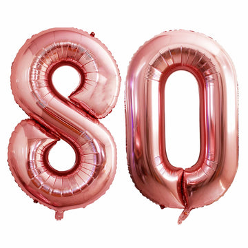 Goer Number 80 Balloons For 80Th Birthday Party Decorations,42 Inch Jumbo Foil Helium Balloons For 80Th Anniversary (Rose Gold)