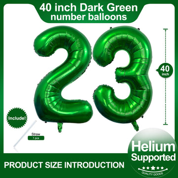 Number 23 Dark Green Balloons 40 Inch Giant Green 23 32 Numer Foil Helium Balloons For 23Th Green Birthday Party Supplies 32Th A
