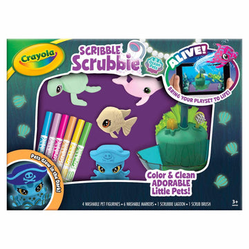 Crayola Scribble Scrubbie Glow Lagoon Pets - Sea Animal Toys, Medium, Blue, Plastic, Model 747507, Gifts for Boys & Girls 3+