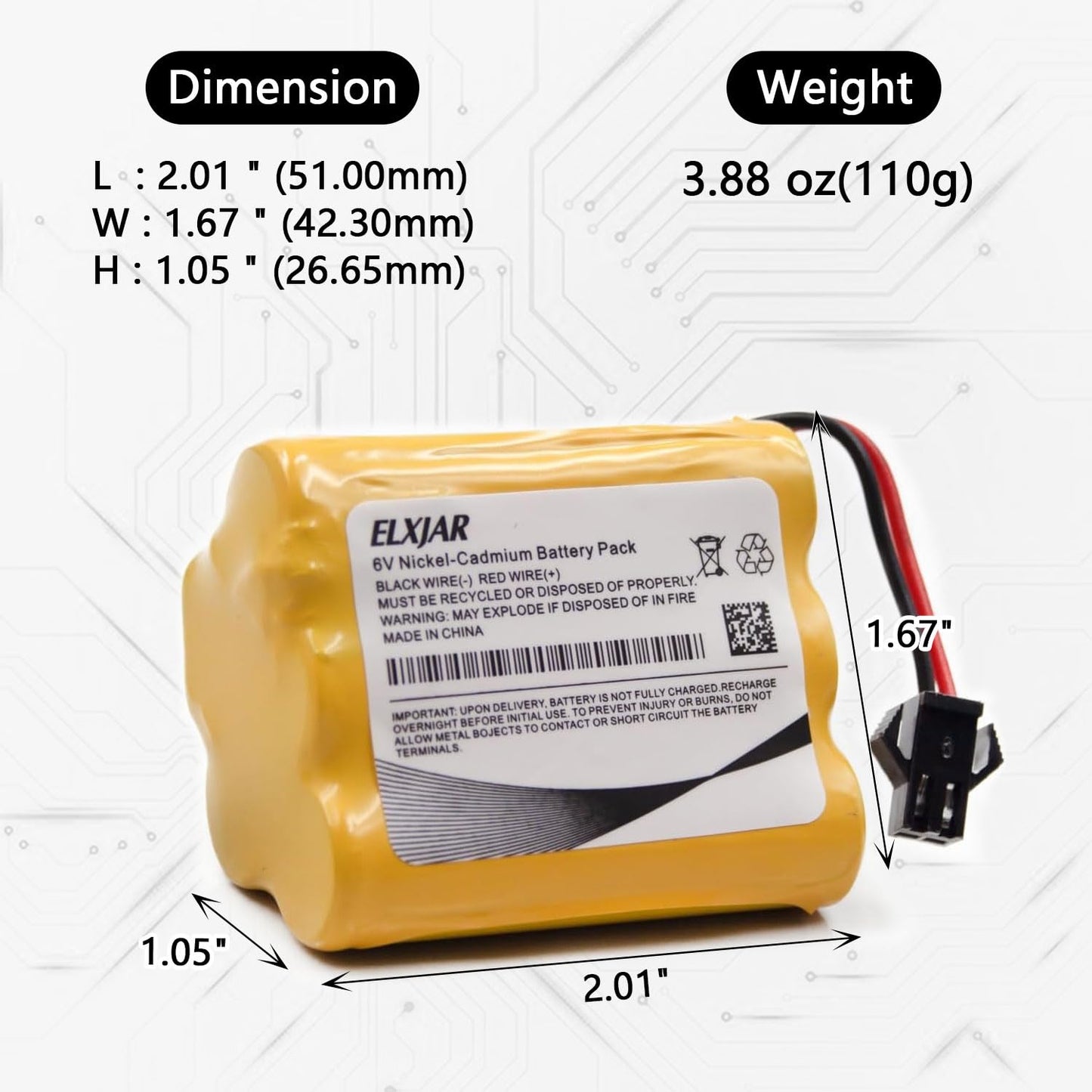 (2-Pack) 6V 1000Mah Ni-Cd Rechargeable 5-Cells Aa Battery Packs With Sm-2P Plug For Stunt Rc Cars Trucks School Bus Sunforce 80