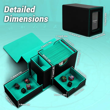 Stepane Mtg Commander Deck Box 2-In-1 Dice Tray & Card Tower 120+ Single-Sleeved Premium Leather Magnetic Box For Tcg/Ccg Cards