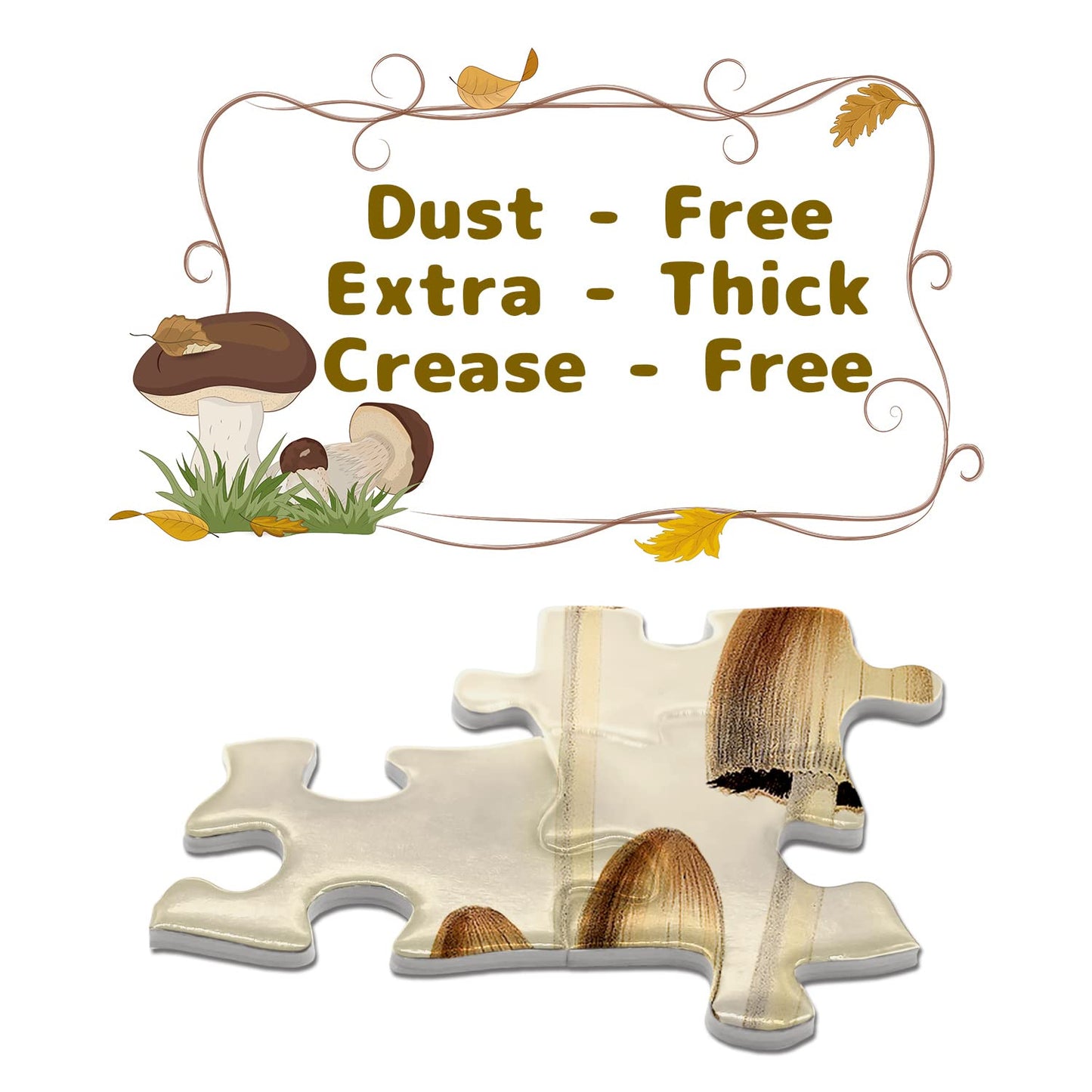 Vintage Mushroom Puzzle 1000 Pieces For Adult, Vintage Fungi Jigsaw Puzzle Of 25 Edible Mushrooms, Champignons Plant Puzzle For Mycophile