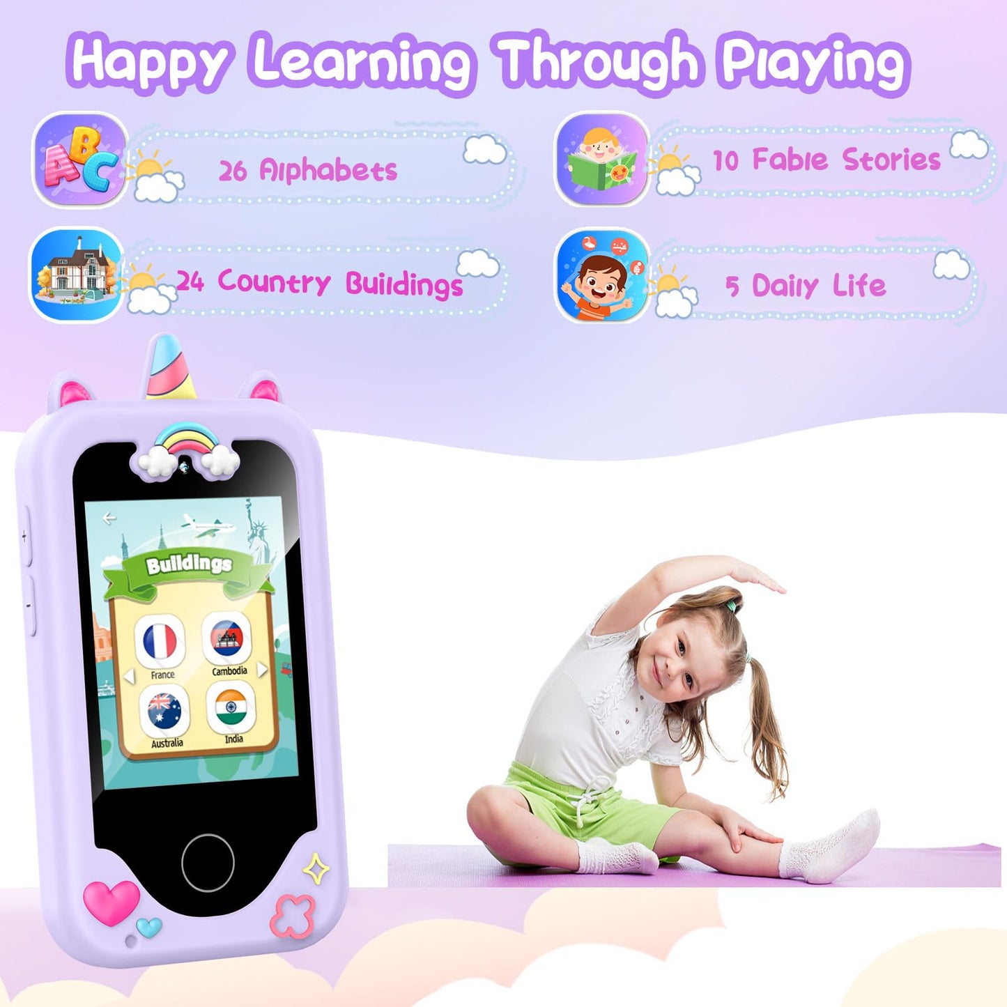 WEOLULI Kids Smart Phone Gifts Toys for Girls Boys Age 3-8,Toddler Cell Toy Phone with Educational Games, 3 4 5 7 8 9 6 8 9 Year