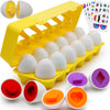 Wanonoo 12 Pcs Matching Easter Eggs Toys For Toddlers 1-3 Shape Sorter Color Sorting Game Baby Puzzle 12-18 Months Educational M