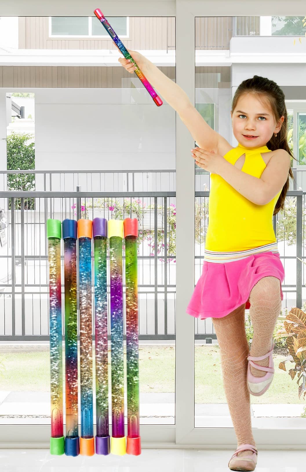 Ja-Ru Glitter Wand Girls Rainbow Baton Toy (12 Baton) 12 Inch Wand Baton Spiral Fidget Toys For Kids. Magic Twirling Glitter Sticks. Stress Relief. Classroom Decorations Bulk Party Favors. 2002-12P