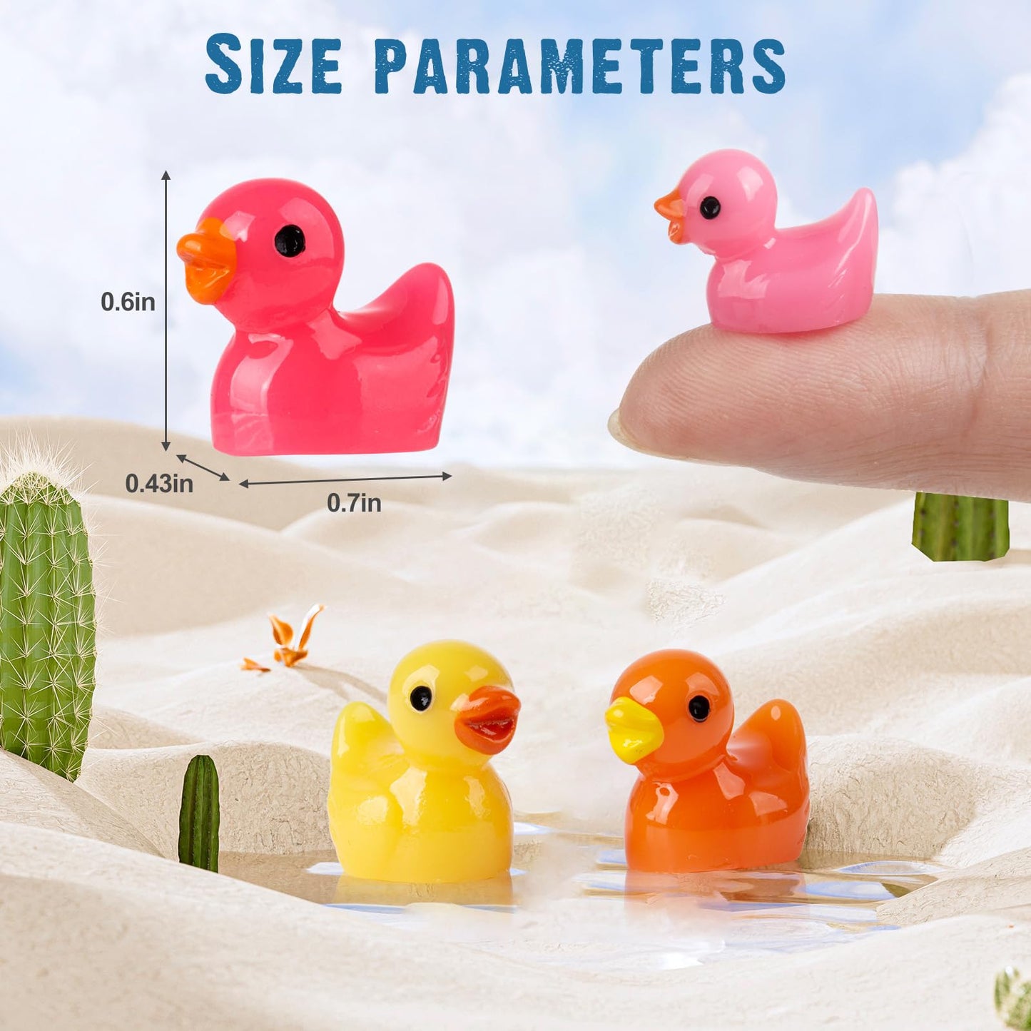 200 Pcs Mini Resin Duck Colorful Miniature Figures Micro Fairy Garden Landscape Aquarium Hide And Seek Dollhouse Cake Decoration