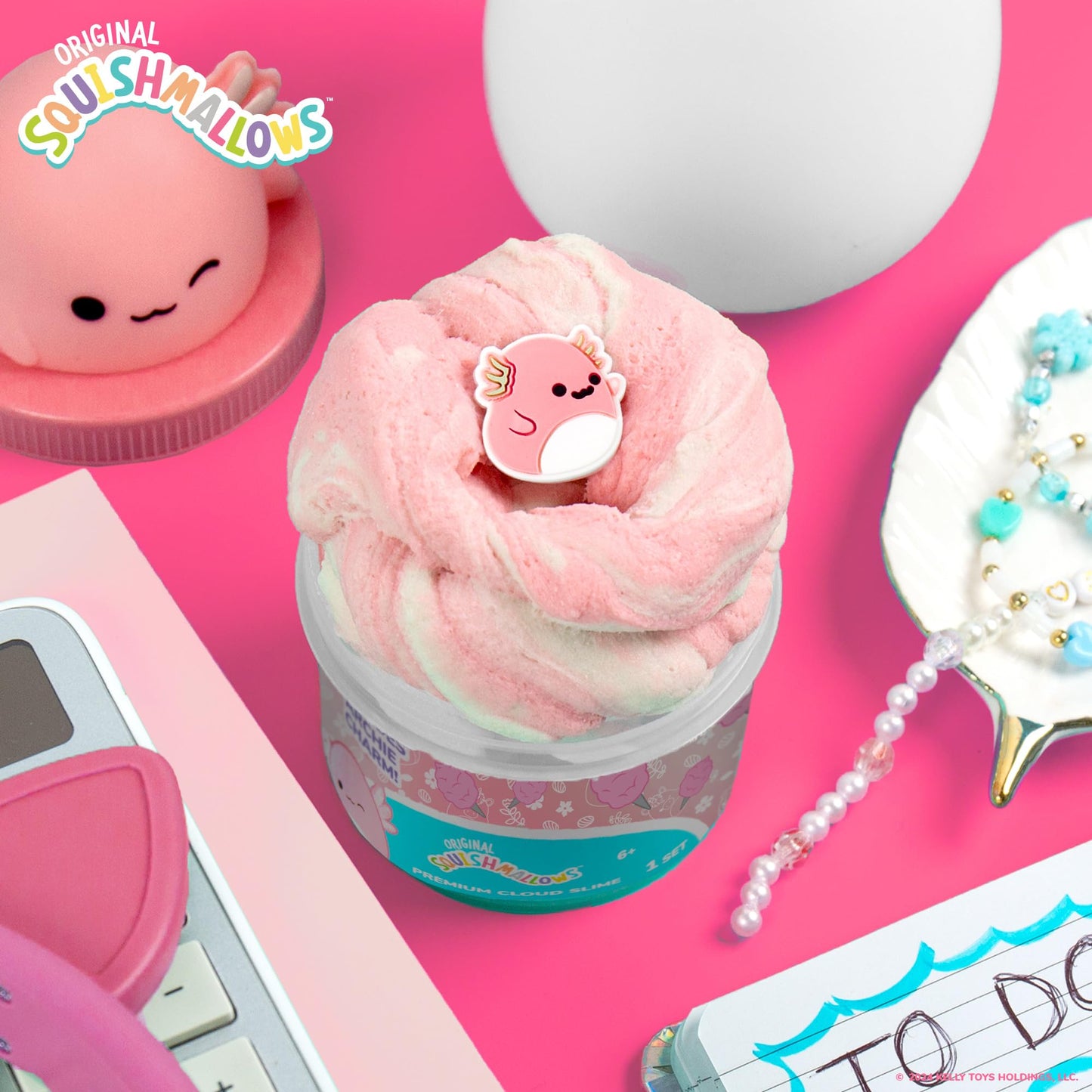 Squishmallows Archie The Axolotl Premium Cloud Slime, 8 oz, Cotton Candy Scent, Fun Add-Ins, Soft Sludge Toy for Kids