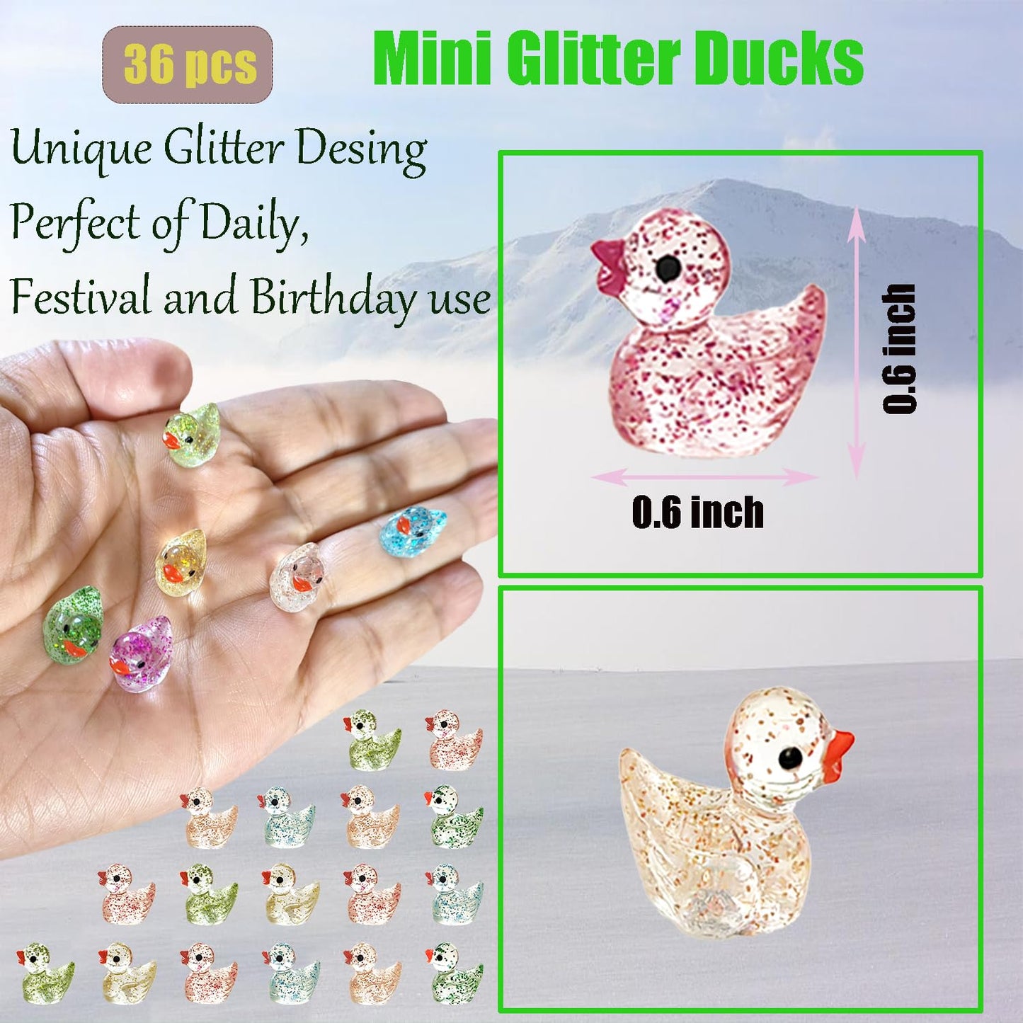 Hamiyell Pack Of 36 Tiny Ducks Little Plastic Duck Mini Resin Ducks For Garden Decorations, Dollhouse Miniatures, Crafts Ornamen