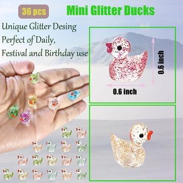 Hamiyell Pack Of 36 Tiny Ducks Little Plastic Duck Mini Resin Ducks For Garden Decorations, Dollhouse Miniatures, Crafts Ornamen