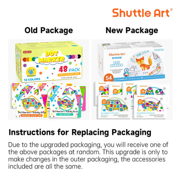 Shuttle Art Washable Dot Markers Set - 54 Pack, 12 Assorted Colors with 6 Activity Books, Non-Toxic Water-Based Paint for Kids