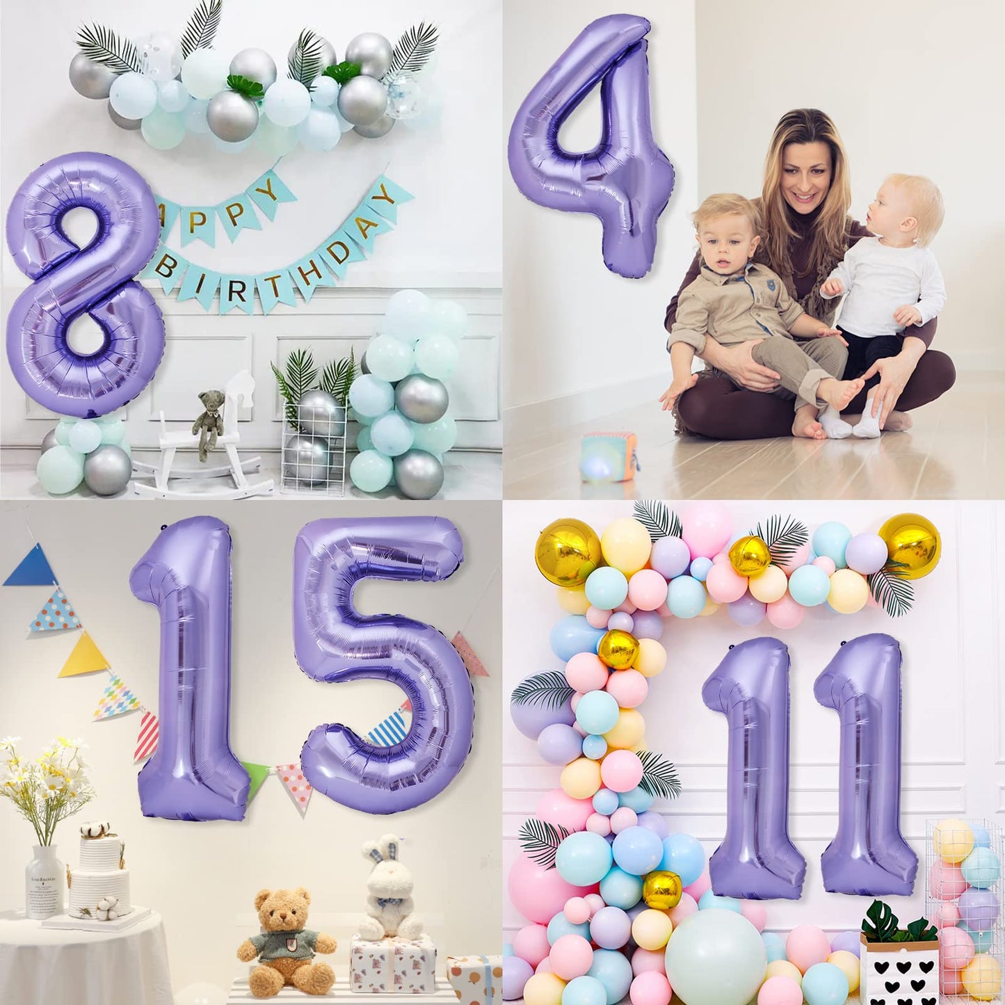 40 Inch Giant Purple Number 0 Balloon, Helium Mylar Foil Number Balloons For Birthday Party, Birthday Decorations For Kids, Anni