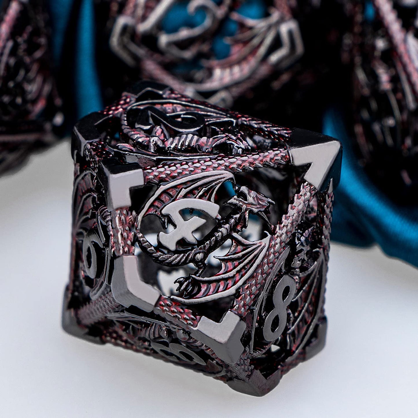 ARUOHHA Hollow DND Metal Dice Set Dungeons and Dragons Black Red D and D Dice, D+D RPG D&D Dice Role Playing Games Polyhedral Di