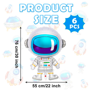 6 Pcs Astronaut Balloons For Kids,Astronaut Foil Balloon,Space Party Decorations,Outer Space Balloon For Baby Shower Universe Sp