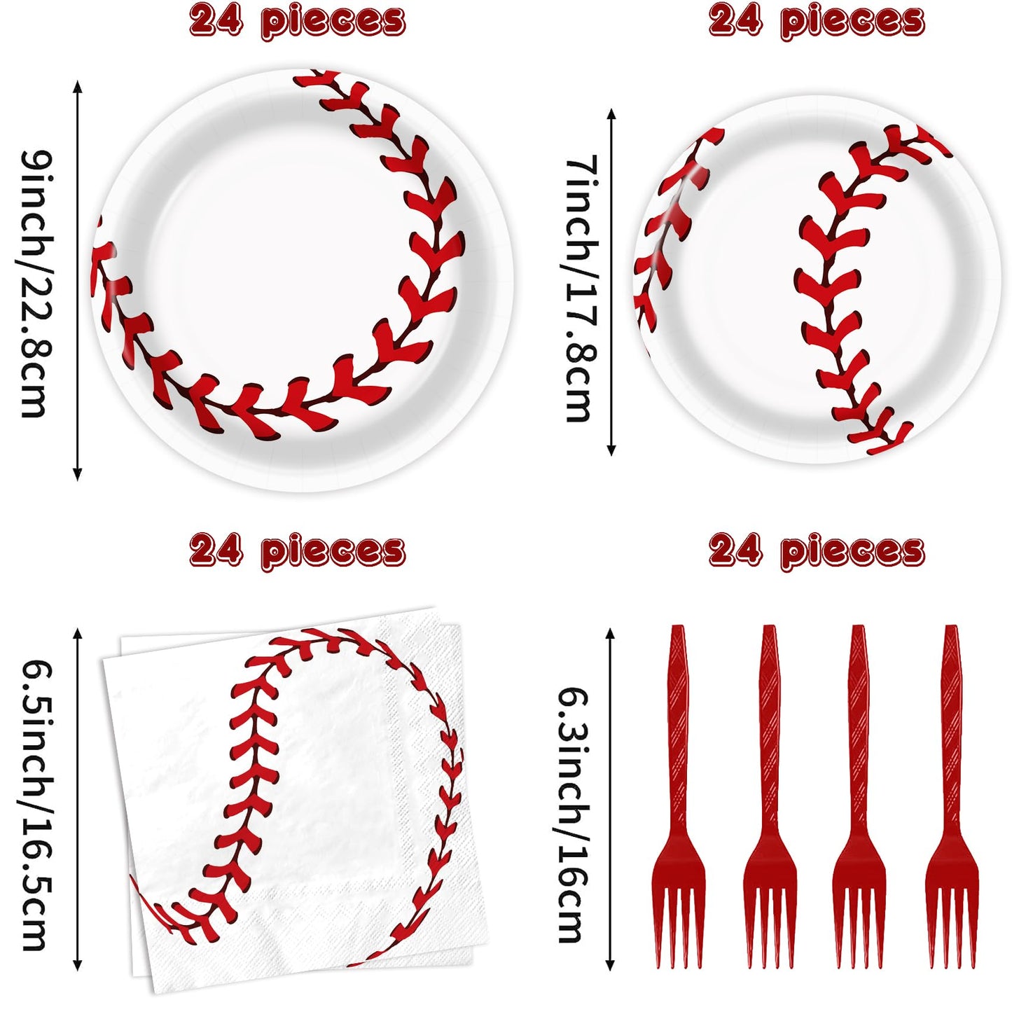 Bqk 96 Pcs Baseball Birthday Party Supplies Including Baseball Plates And Napkins Forks, Baseball Party Favors Baseball Party De