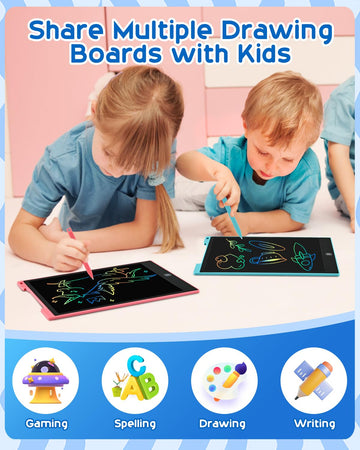 Lcd Writing Tablet, 2 Pack Toddler Kids Toys Doodle Board, Colorful Drawing Pad Drawing Board, 12 Inch Doodle Pad Drawing Tablet
